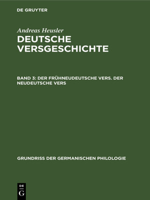 cover image of Der frühneudeutsche Vers. Der neudeutsche Vers